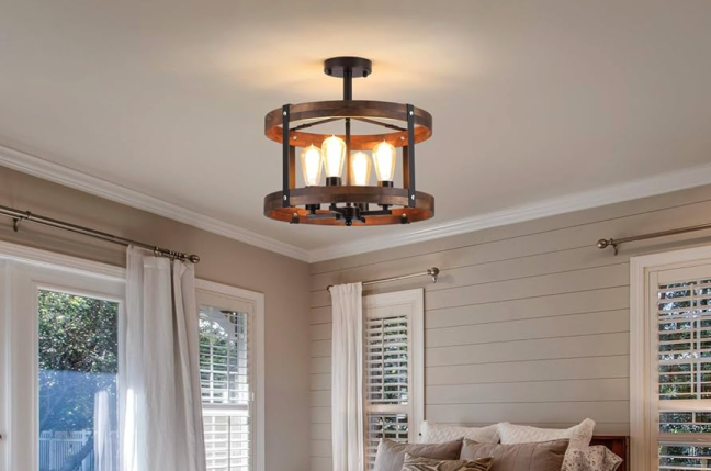 Upgrade Your Bedroom with a Modern Country Style Wooden Ceiling Light