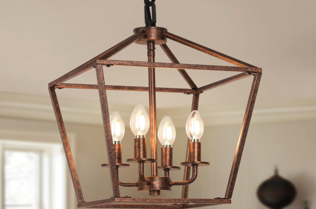 Vintage Charm: Antique Bronze Lantern Chandelier for Rustic Entryway