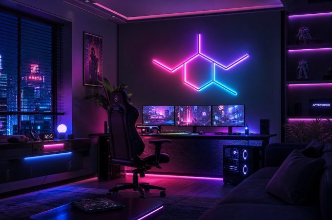 Level up your gaming room with a cyberpunk neon LED wall lamp