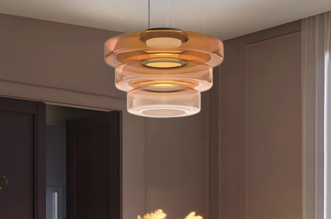 Amber Glass Minimalist Balcony Dining Lighting